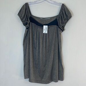 NWT. Roxywear by Roxanne Heptner Large Silk Shimmer Off-Shoulder Pleat Blouse.